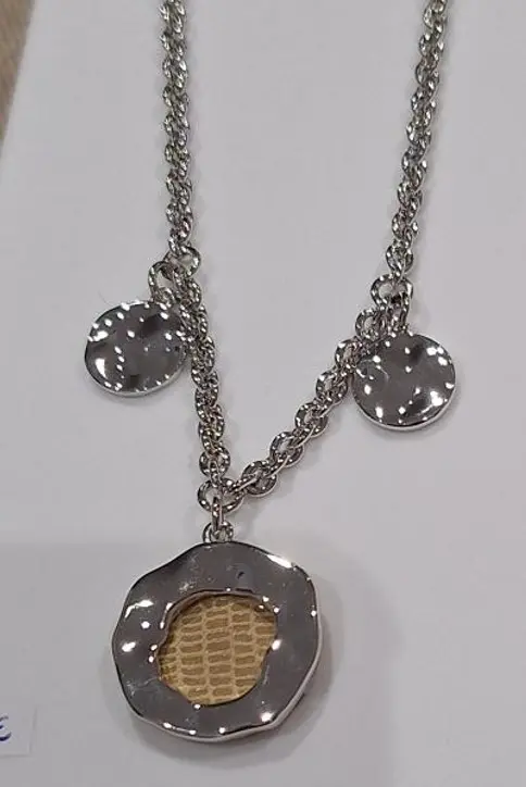 UN BIJOU A PARIS - Collier Organique COL- Laiton finition argent (1048-200-0TU)